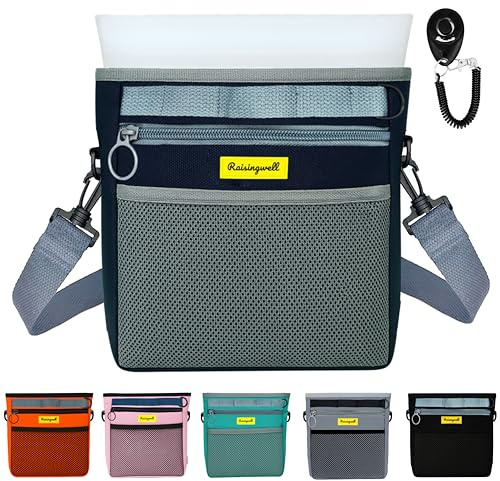 Raisingwell Leckerlitasche für Hunde, Multifunktions-Gassi Tasche mit Silikonbeutel, Futterbeutel für Hundetraining und Snackspender, Ideal für Outdoor-Aktivitäten(Blau 4 Cup)