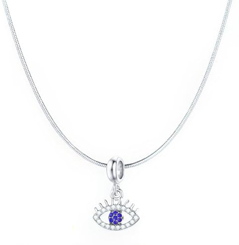 Davaco Colgante de Ojo Turco en Plata 925 para Mujer, Amuleto Protector con Cristales Azules, Joyería Elegante y Espiritual, Regalo Ideal para Buena Suerte y Estilo Sofisticado