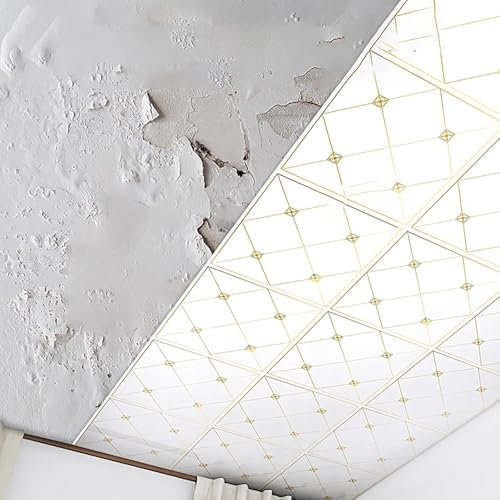 MLYAYE Dalle de Plafond Revêtement de Plafond pour sous-Sol, Autocollant, résistant au Bruit, 20 kg, réutilisable, Facile à Installer.(5pack)