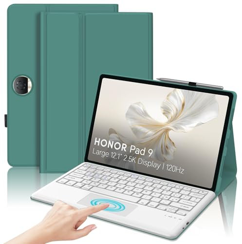JADEMALL Tastiera con Trackpad per Honor Pad 9 12.1 2024, Custodia Tastiera con Trackpad per Honor Pad 9 12.1, Italiana QWERTY Tastiera Bluetooth per Tablet Honor Pad 9 12.1, Verde scuro