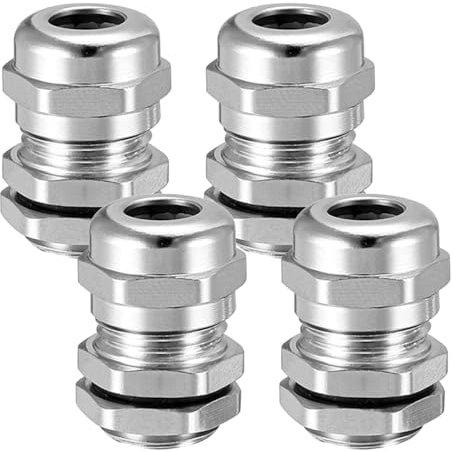 4 Pièces Passe Cable Etanche M25 × 1,5 mm, en Laiton, Solide et Résistant à la Pression, avec Joint D'étanchéité Intégré, Adapté pour une Connexion de Câbles de 13 à 18 mm (Argent)
