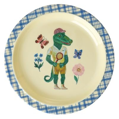 Rice Melamin Kinderteller Teller - blau - Nathalie Lété Print