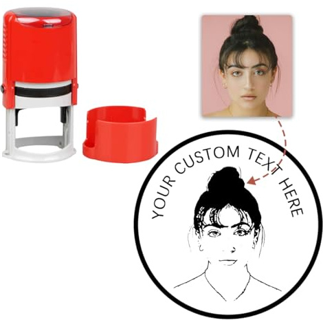 Individueller Portrait-Stempel, selbstfärbend mit Etui, personalisierter Foto, Lehrer, Stempel mit Gesicht und Text, Schule, Büro, Geschäft, Gummidichtung, lustige Geschenke für Haustiere, Lehrer