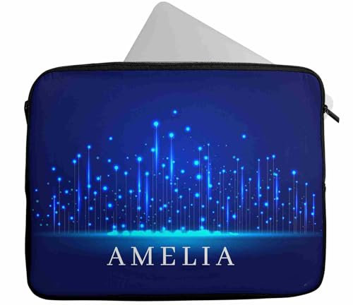 Personalised Any Name Tech Design Laptop Case Sleeve Tablet Bag Gift Chromebook 201 (9-10 inch)