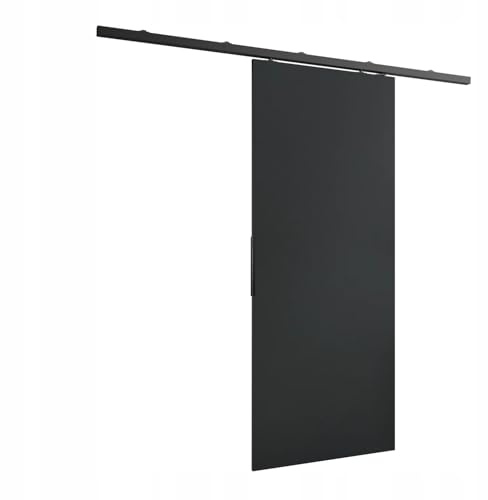 Kier Furniture - Schiebetüren Innen Malibu - Wandschiebetür - Schiebetür Links, Rechts - 16 mm laminierte Platte, Muster auf einer Seite der Tür - Graphit Anthrazit - 86cm