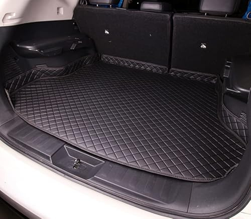 GXDFC Auto Kofferraummatten für Skoda Karoq 2018-2023 2024 2025, Leder rutschfest Kofferraumwanne Wasserdicht Kofferraum Schutzmatte Kratzfest Zubehör,Black Plus