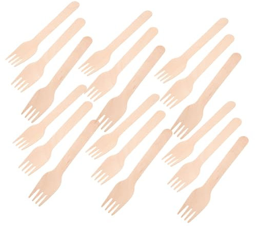 HEATSHAKING 100 Piezas Tenedor de Madera Utensilios Naturales para Fiestas Camping y Bodas Cubiertos