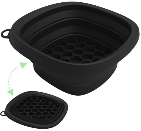 Face Bowl for Ice bath with Built-In Icetray, Foldable Washbasin Silicone Ice Facial Facial Plunge Bowl, Face Icebath at Home, Black