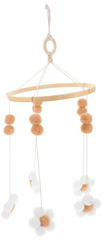 KOCKSHION Blumen-babymobile Fürs Babybett Boho-design Mobile Aus Buchenholz Und Filzkugeln Dekoratives Hängemobile Für Kinderzimmer Und Stubenwagen