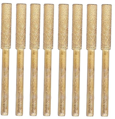 8 Pcs Diamond Sharpening Wheels High Hardness Diamond Chainsaw Sharpener Metal Chain Sharpener Kits with Long Handle Replacement Files Kit (3*4.8mm)