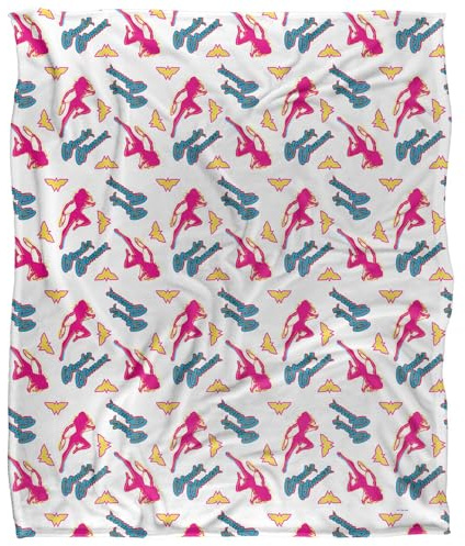 Wonder Woman Bright Pattern Silky Touch Super Soft Throw Blanket 152 X 127 cm, White