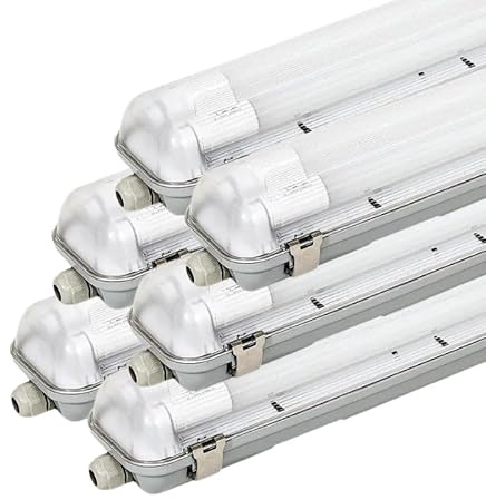 SILAMP Set mit LED-Unterbauleuchte, IP65 + 2 Neonröhre, 120 cm, T8, 18 W (6 Stück) – Kaltweiß 6000 K – 8000 K