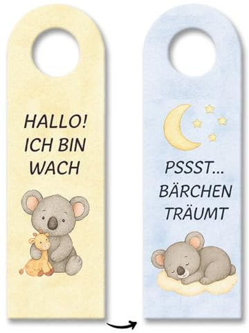 speecheese Türhänger Koala Ich bin wach Bärchen träumt fürs Kinderzimmer | Lustiger Kinder mit Spruch
