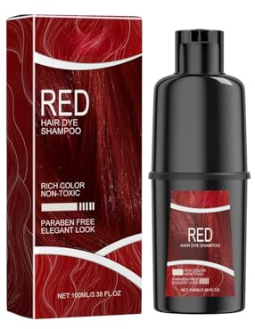 Rot 3-in-1 Haarfärbeshampoo, 100ml Color Pflegeshampoo, Natürliches Langzeit-Pflege Colorationsmittel für Männer und Frauen, Intensiv Grauabdeckung Dunkelfärbendes Kräuter Shampoo