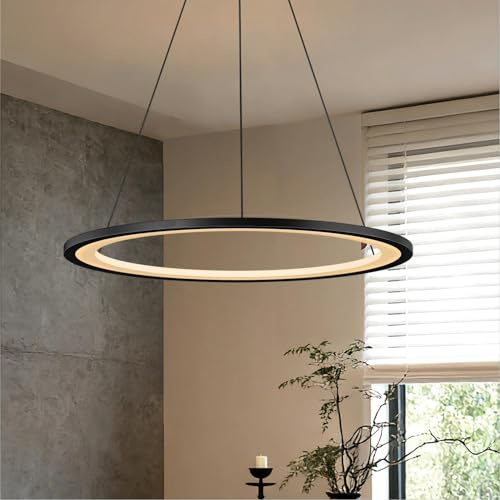 doporro LED Pendelleuchte, 60cm Dimmbare, mit App & Fernbedienung | Moderne, Esszimmerlampe hängend, 3000–6000K, CRI≥95, höhenverstellbar für Esstisch & Wohnraum, Sandschwarz, Luvina01