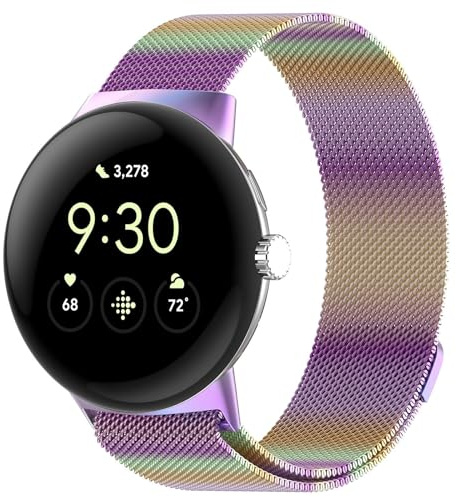 Wigento Smartwatch Armband Metall für Google Pixel Watch 4/3 45mm Mesh Magnetverschluss Schwarz
