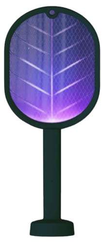 Foldable Electric Fly Insect Bug Zapper Bat with Usb Rechargeable Power Grid Electric Mosquito Swatter Trap Insect Exterminator Pest Control for Bedroom (2 In 1 Black)