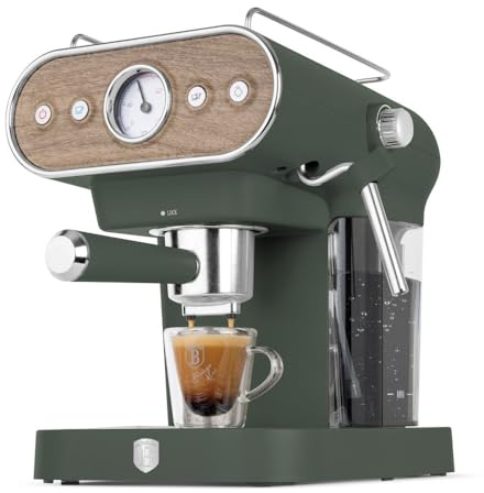 Berlinger Haus- Digitale Kaffeemaschine mit einem Hebel, Mattgrüne Kollektion - 3 V