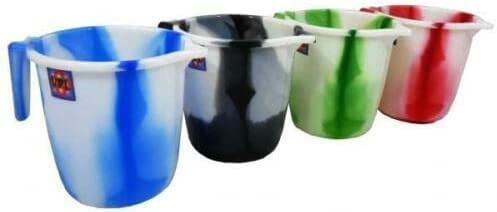 (Set of 2) Tie Dye Design 1.5 Litre Plastic Water Jug with Handle and Spout Kitchen Plastic Mugs for Bathroom, Hair Washing Jug (Assorted Colours)