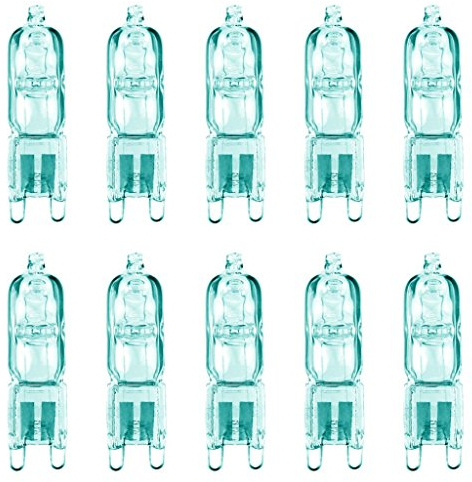 Pack of 10 x Bell 04080 28 Watt Halogen Capsule Light Bulbs G9 2700K 370lm Clear + Free MCD LED Keyring Torch