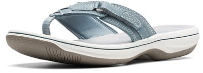 Clarks Women's Breeze Sea Flip Flop, Blue Grey Synthetic, 2.5 UK