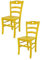 t m c s Tommychairs - 2er Set Stühle Cuore für Küche und Esszimmer, Robuste Struktur aus Buchenholz, in Anilinfarbe Gelb lackiert und Sitzfläche aus Holz