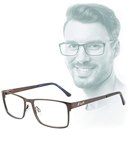 Edison & King Lesebrille aus Metall mit Premiumgläsern und Bluelight Protect: die „Understatement“ (Braun, +1,00 dpt)