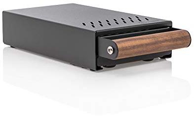 Abklopfbehälter mini S tex Sudschublade Abschlagkasten Knockbox für Siebträger Kaffeesatz - schwarz mit Holzgriff