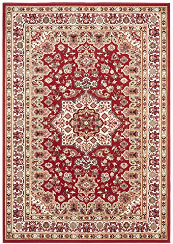 Nouristan Mirkan Orient Teppich – Wohnzimmerteppich Orientalisch Kurzflor Vintage Orientalischer Teppich für Esszimmer, Wohnzimmer, Schlafzimmer – Rot, 120x170cm