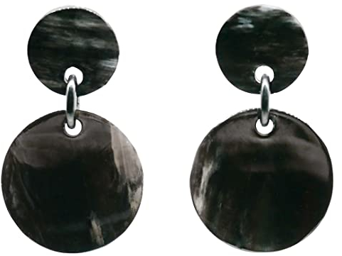 Feliss Damen Boho Ohrringe Ohrstecker hängend afrikanischer Schmuck aus 100% Horn. Große Ohrhänger in schwarz, kleines Geschenk. Hippie earrings aesthetic