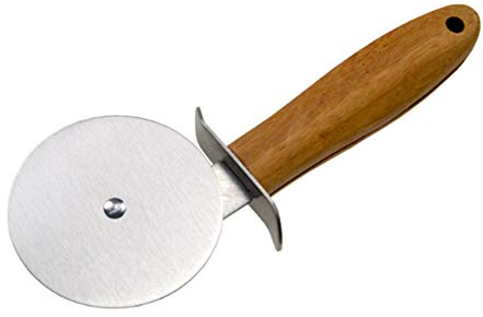Mazaashop Pizzaschneider-Rad, Edelstahl-Pizzaschneider, Klinge mit rutschfestem Holzgriff für Pizza, Kuchen, Waffeln und Teig