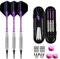 Dartpfeile mit kunststoffspitze für Elektronische Dartscheibe 18 Gramm, E Dartpfeile Softdarts Dart Pfeil mit lila Aluminum Schaft 6 Flights 50 Spitzen 50 Anti-Lose Gummiringe