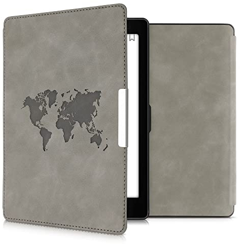 kwmobile Custodia eReader Compatibile con Kobo Aura One Cover - eBook Reader Flip Case - Cover eReader Magnetica Pelle PU Sagoma Mondo