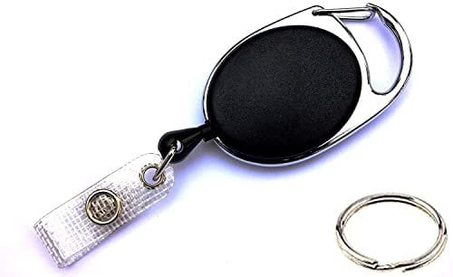 Waizmann.IDeaS® 1x STAHLSEIL Drahtseil Ausweisjojo Jojo Zipper Ausweishalter Kartenhalter Schlaufenclip Aufrollmechanismus Schlüsselanhänger