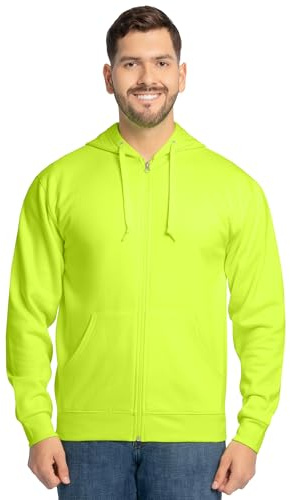 Fruit of The Loom Eversoft - Sudadera con Capucha y Cremallera Completa de Forro Polar, Cremallera Completa Verde de Seguridad, X-Large