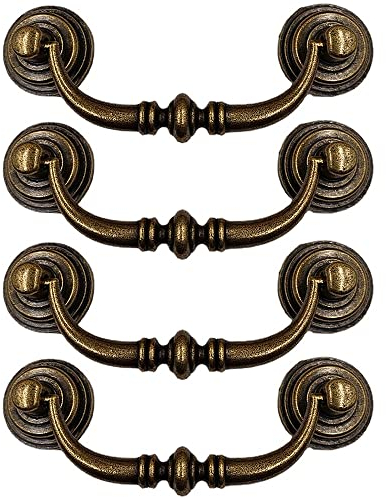 Vintage-Schrankgriff, 4 Stück 125 mm Schubladengriff, Küchenschrank-Griff, antiker Möbeltürgriff für Schlafzimmerschrank, Kommode, Schubladenschrank (Messing)