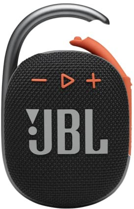 JBL Clip 4, Black/Orange - Portable Bluetooth 5.1 Speaker - Up to 10 Hours of Play - Waterproof & Dust Resistant - Includes Noise & Echo-Canceling Speakerphone