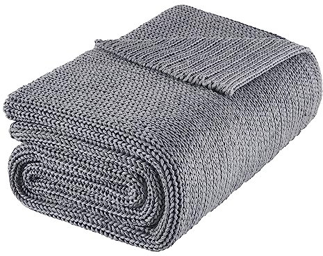 L'AGRATY Knitted Weighted Blanket - 60x80 15lbs Cooling Chunky Knit Heavy Blanket for Adults Braided Crochet Throw Thick Cable Yarn Knit Decorative Blanket No Beads Evenly Weighted Machine Washable