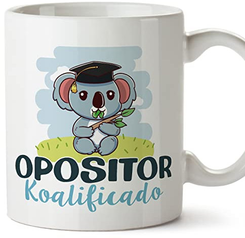 MUGFFINS Tazas para OPOSITOR hombre - En Español - Koalificado/koalificada - 11 oz / 330 ml - Regalo original y divertido