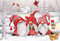 Kreuzstich mit Weihnachtswichteln, Winterschnee, Bastelarbeiten, 40,6 x 50,8 cm, Stoff mit Zubehör, vorgedruckte Sticksets für Erwachsene und Anfänger (rot)