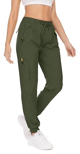 Winebox Women's Cargo Joggers Lightweight Quick Dry Hiking Trousers Outdoor Casual Workout Running Walking Pants (2066,Army Green,S)