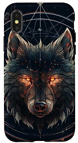 Hülle für iPhone X/XS Linienkunst Wolf