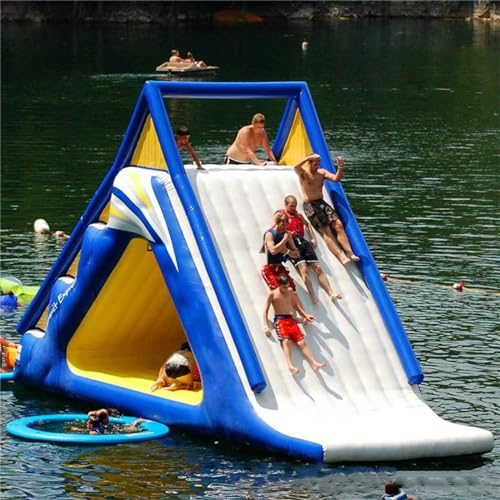 Gueploer Large Inflatable Water Slide in Summer Outdoor Giant Park Slide Climbing Floating Slide for Ships, Docks With Electric Air Pump,16.4Ft*2.2Ft*8.2Ft