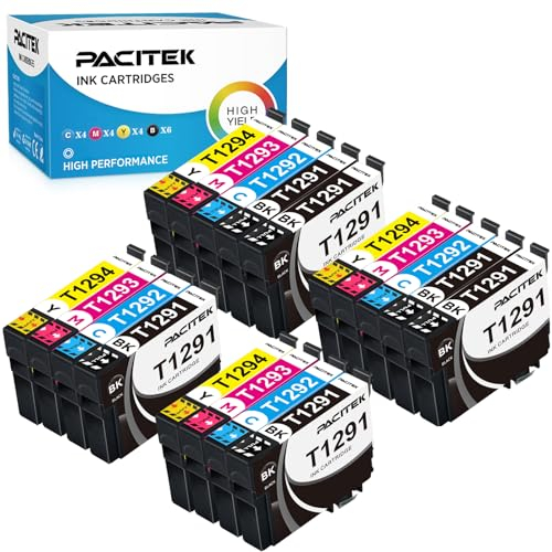 PACITEK T1295 Multipack Kompatible für Epson WF 3520 Druckerpatronen WF 3540 Tintenpatrone für Epson T1291 T1292 T1293 T1294 WF-7525 WF-7515 Stylus SX235W SX425W SX445W SX535WD