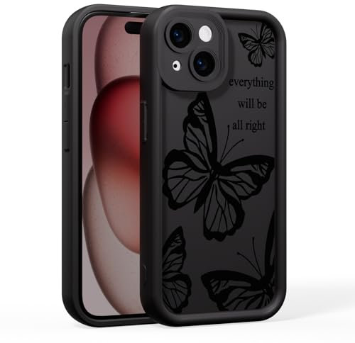 BARALARIQIU Kompatibel mit iPhone XR, Handyhülle für Frauen/Mädchen, Retro-Schmetterling, weiche Silikon-Handyhülle, stoßfeste Bumper-Rückseite(Schwarz)