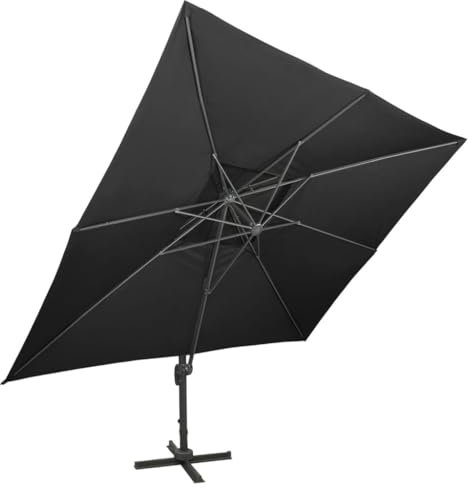 Helloshop26 Parasol déporté à Double Toit Noir 400 x 300 cm 02_0008569