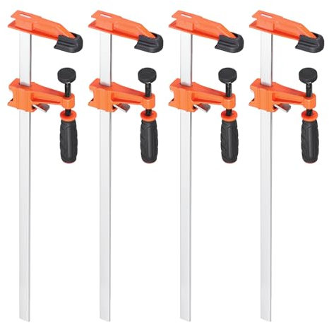 Schraubzwingen Set 4 Stück, Schraubzwinge Spannweite 450mm Spannkraft 250kg F Klemme aus Stahl Gezahnte Stahlschiene Zwingen Maultiefe 80mm Schraubzwingen Klein für Holz, Präzises Fixieren