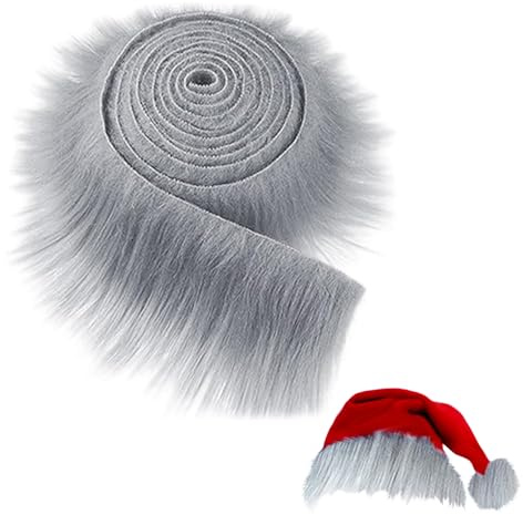 5 * 150cm Kunstfell Zum Basteln,Kunstfell Meterware Fellstoff,Faux Fur Nähen,Fellimitat Meterware Pelz,Fell Zum Basteln Fellband,für DIY Zwergenbart Weihnachtsmannhaar Basteldekoration