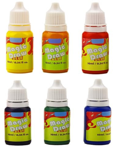 Nurila Lot de peintures à marbrer à l'eau, peinture à marbrer 6 couleurs 60 ml, kit de marbrage pour enfants, jouets éducatifs, art magique et artisanat, kit de bricolage pour enfants de 6 à 12 ans