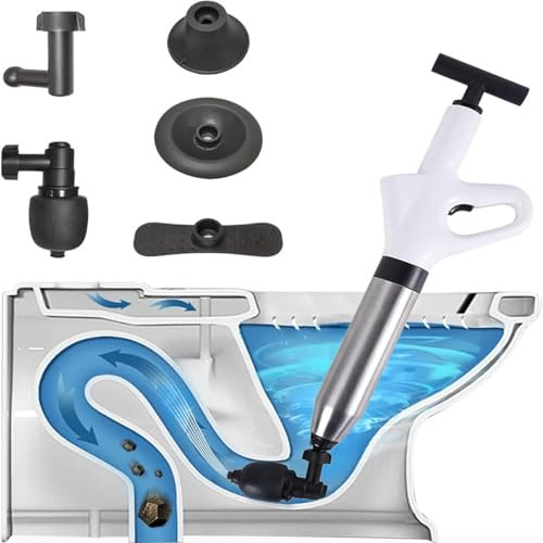 CHICIEVE Stura WC, desatascador a presión, bomba desatascador de desagües a presión, émbolo para inodoro, desatascador a presión, desbloqueo fregadero de cocina y baños/bidé (blanco)